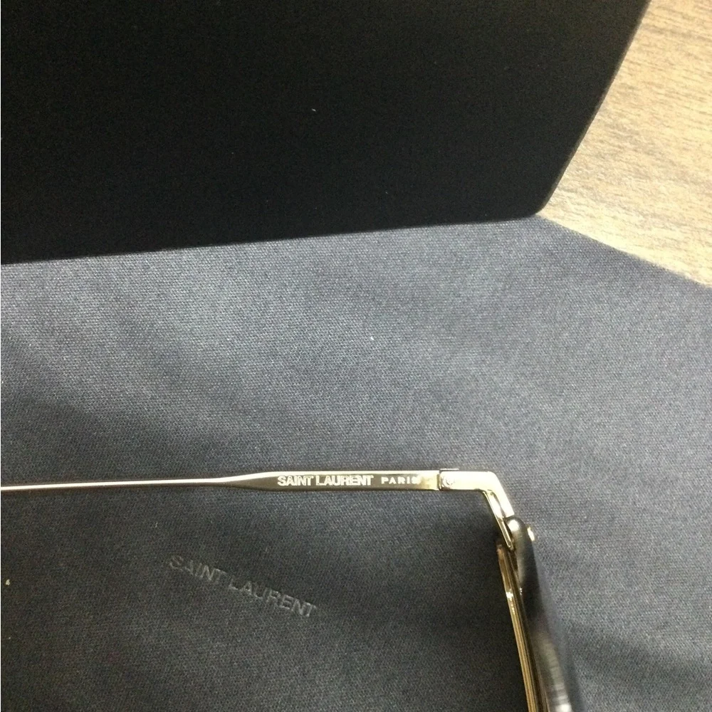 Saint Laurent Men’s Gold Frame Sunglasses with Brown Lenses